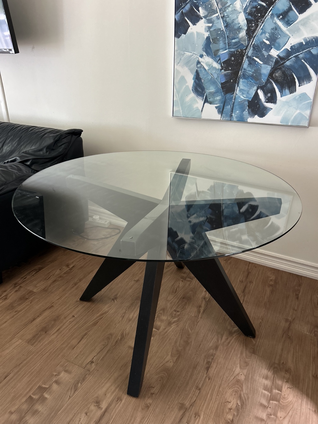 EQ3 Round Glass Top Dining Table