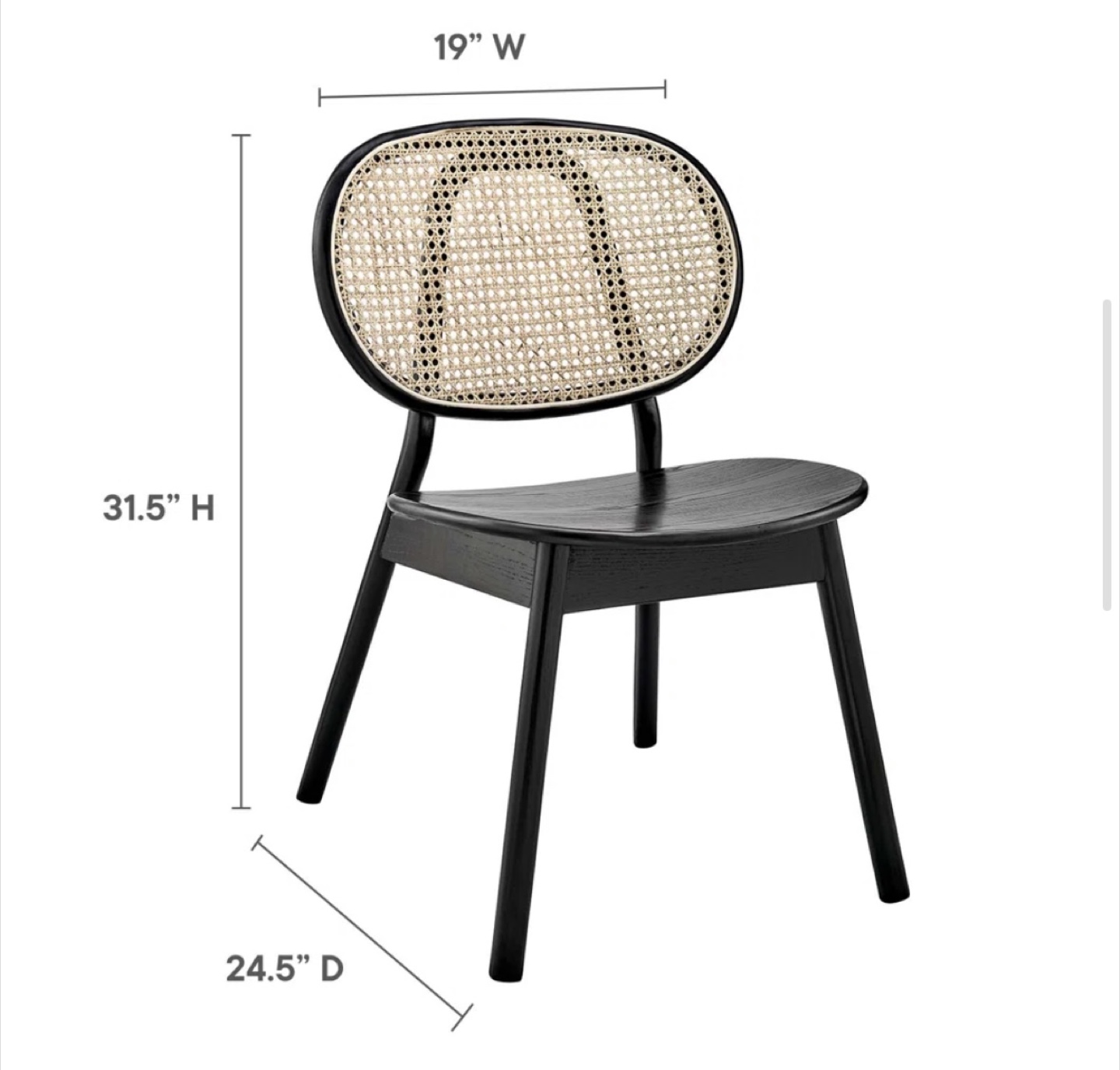 Black Rattan Dining Chair - 31.5" Height - photo 2