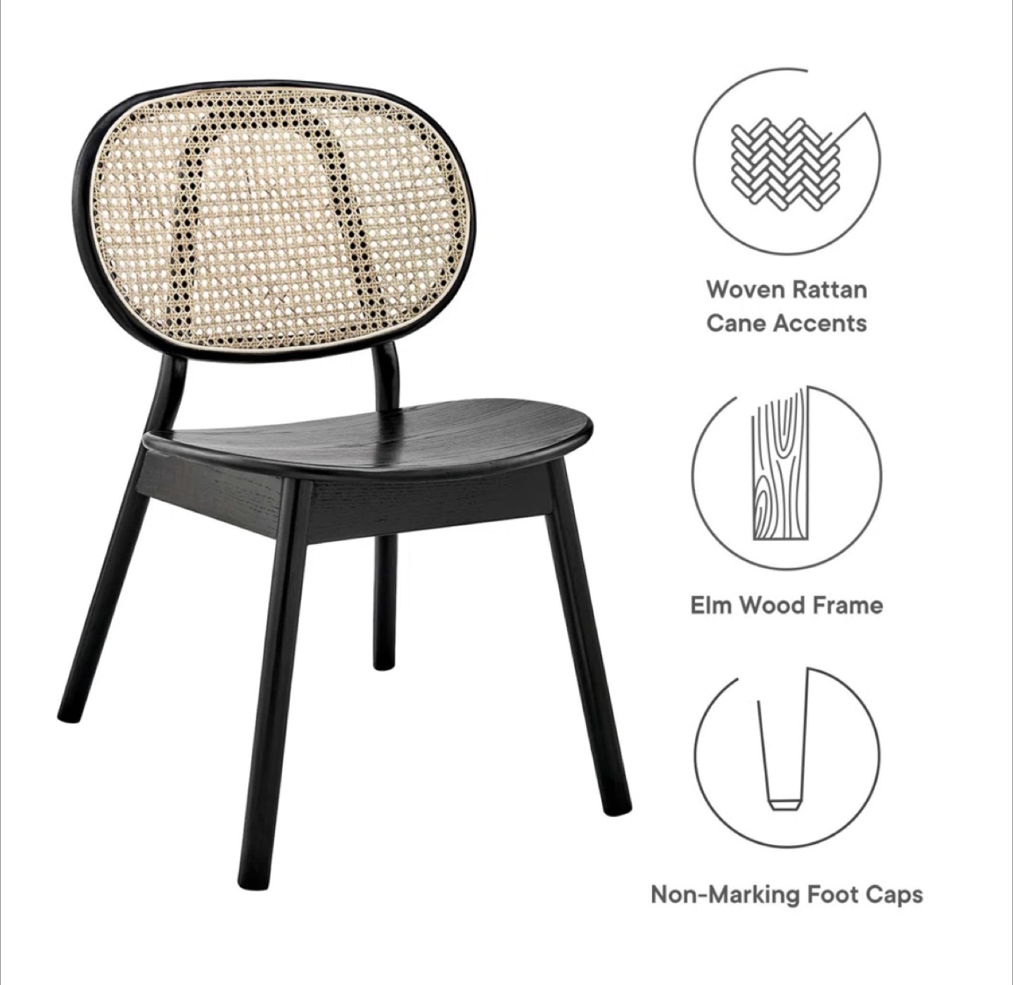 Black Rattan Dining Chair - 31.5" Height - photo 3