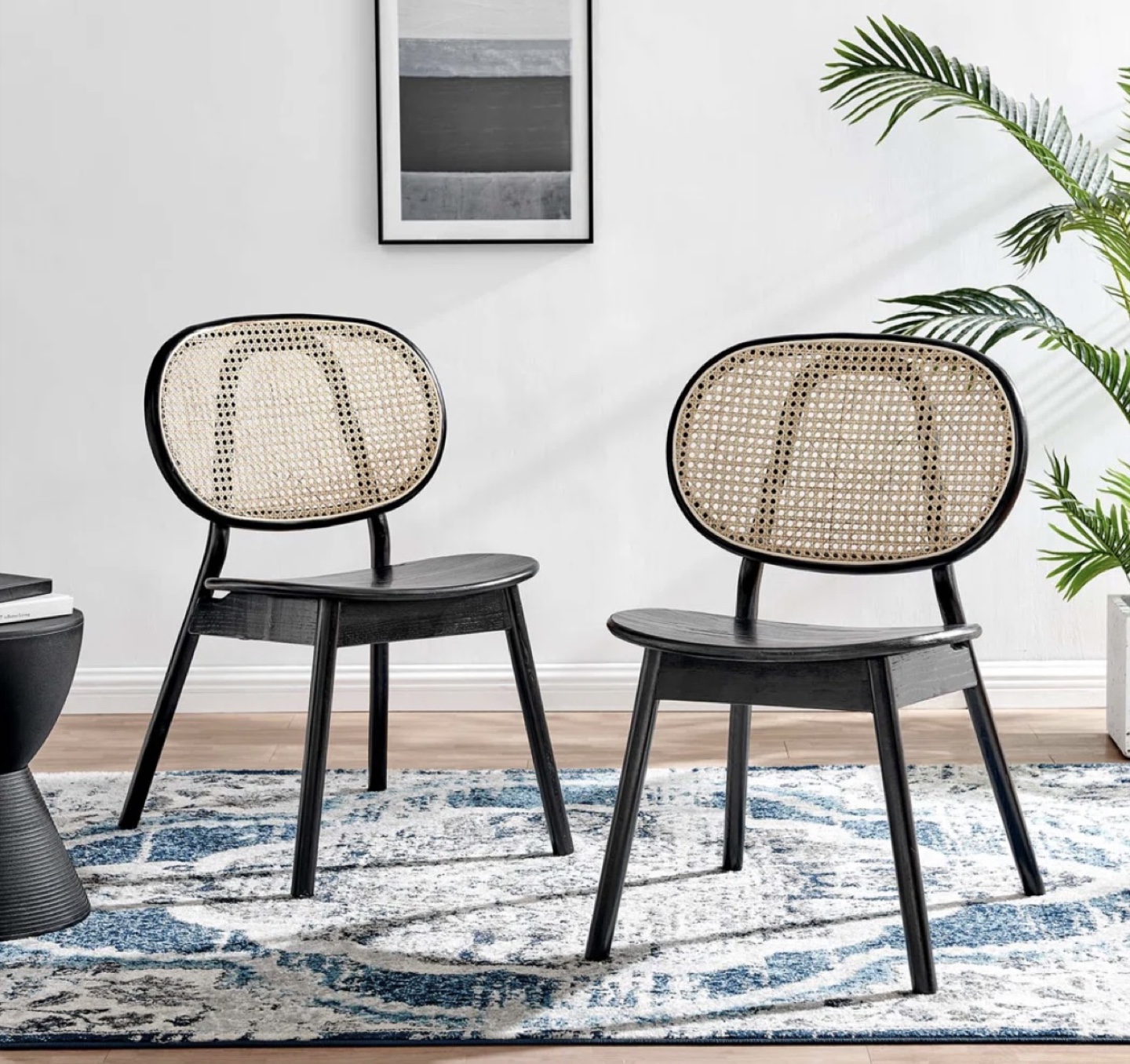 Black Rattan Dining Chair - 31.5" Height