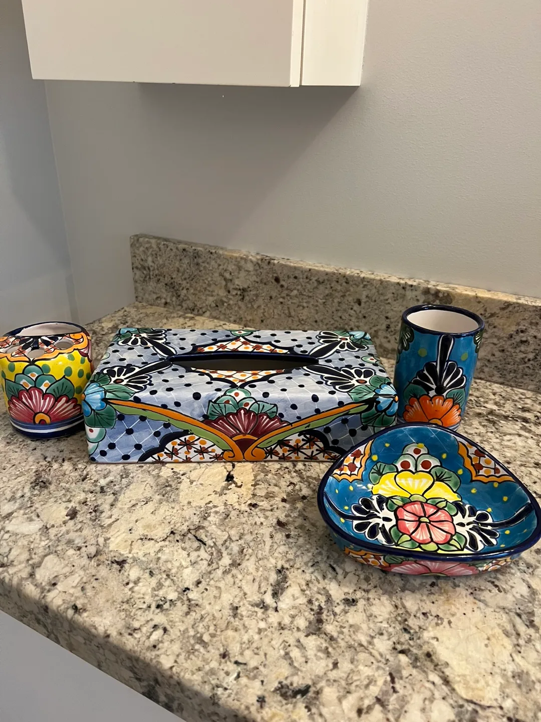 Hand Painted Mexican Talavera Bathroom Set thumbnail