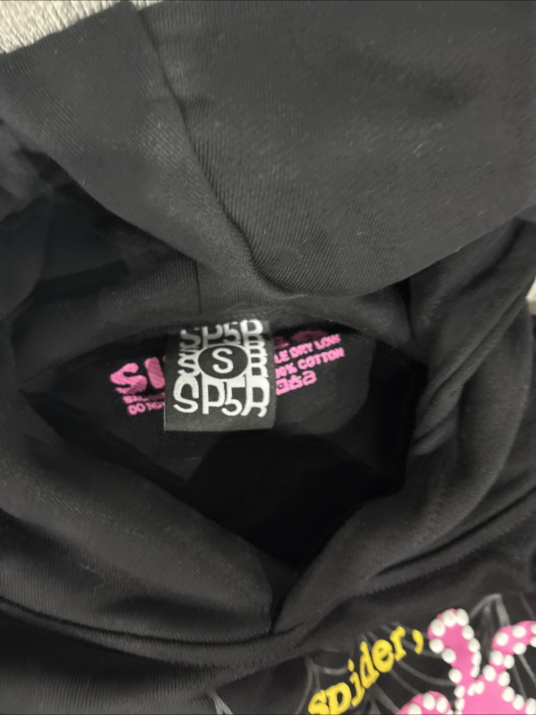 1:1 Black sp5der hoodie size men’s small - photo 2