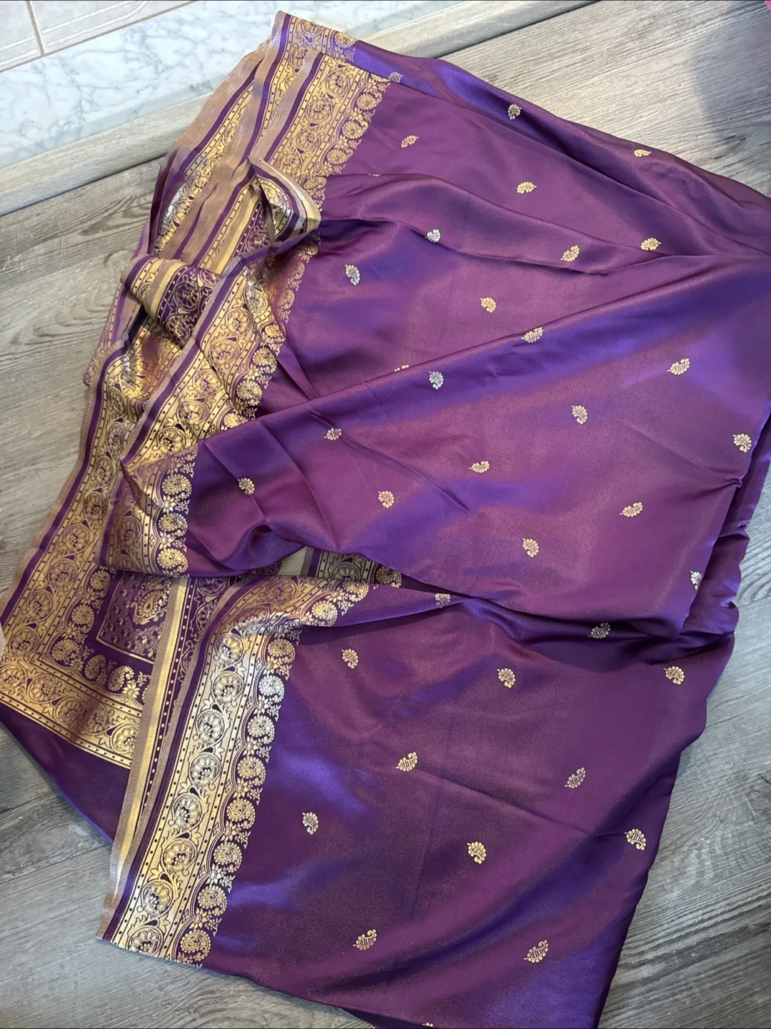 Purple & Gold Sari fabric thumbnail