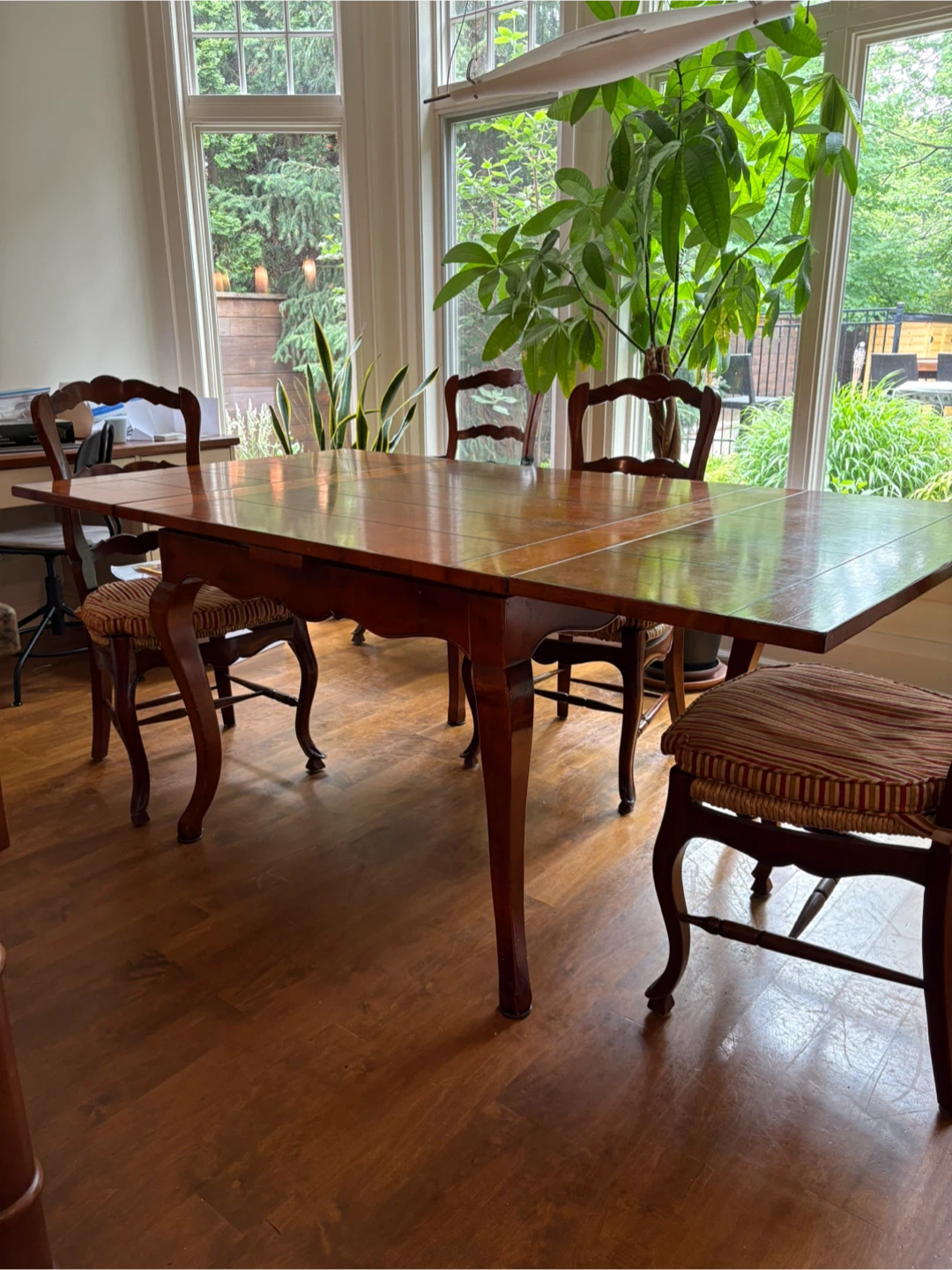 Antique maple table with 5 chairs