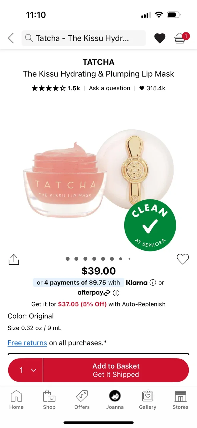 Brand new in box Tatcha The Kissu Lip Mask image indicator(5)