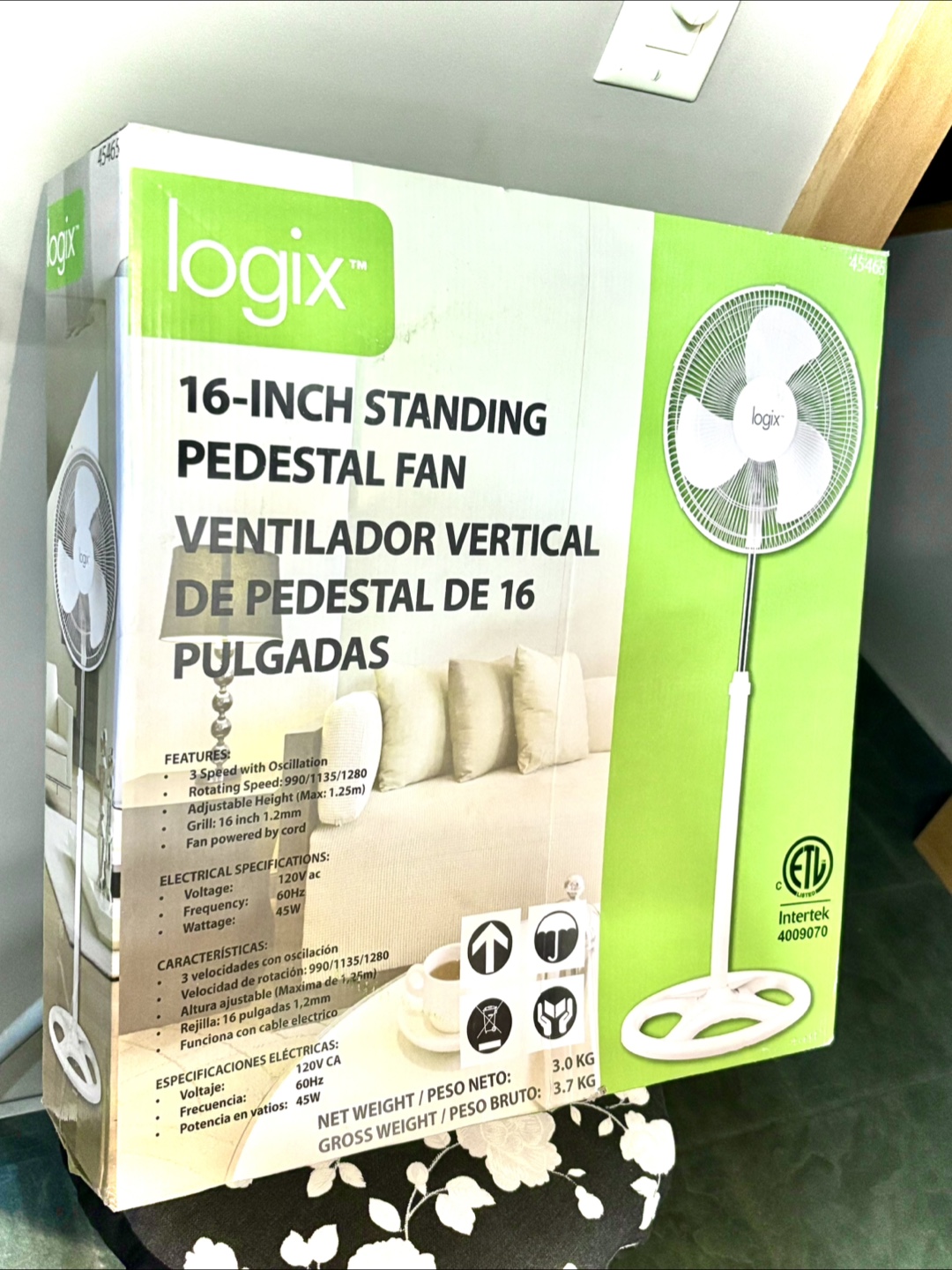 NEW Logix 16-Inch Standing Pedestal Fan (unopened box)