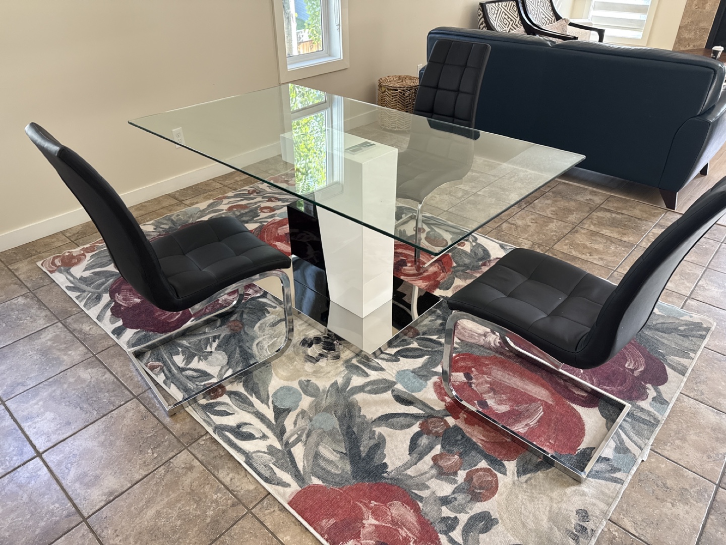 Glass Top Dining Table with 3 Chairs - photo 2
