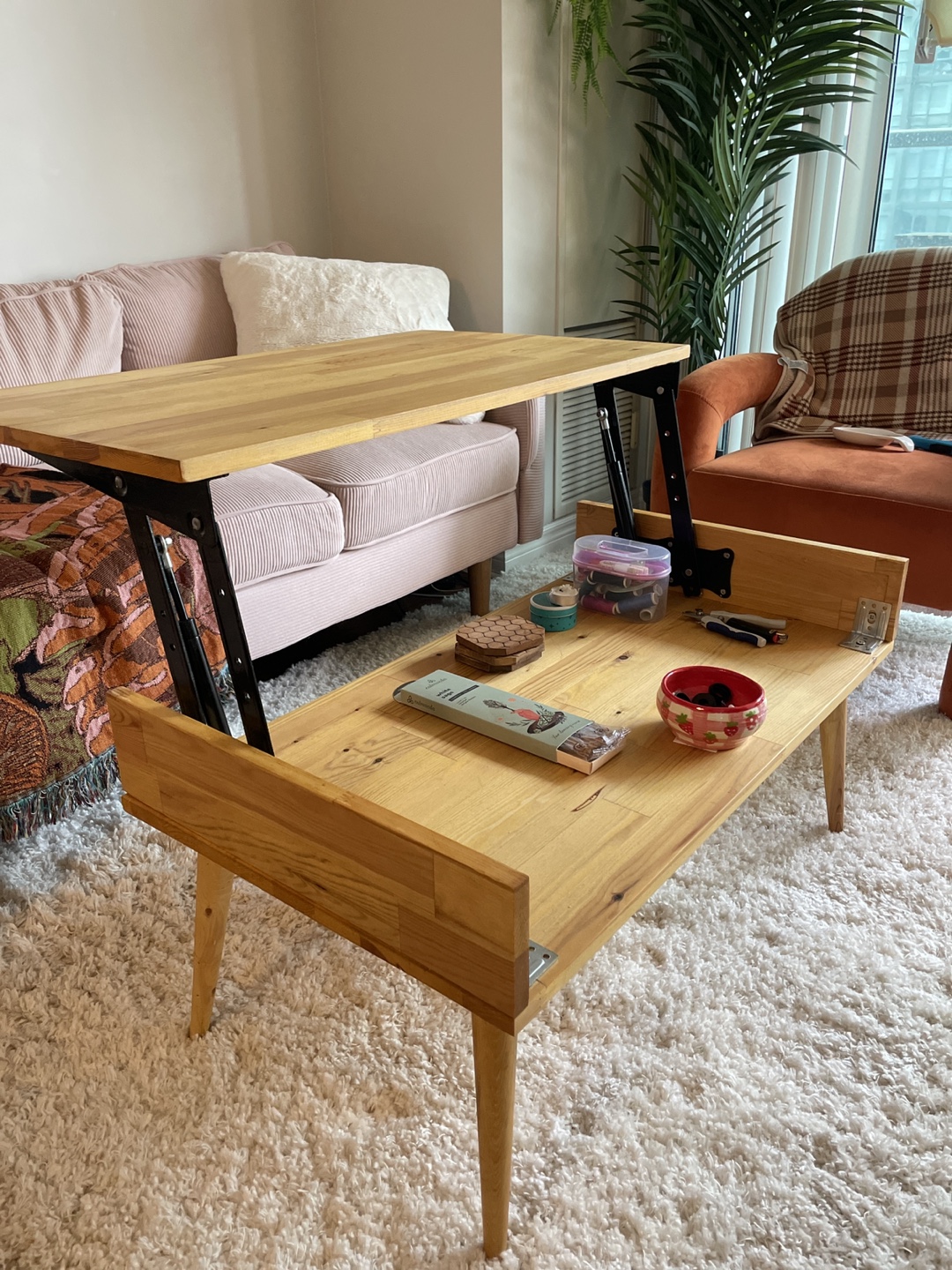 Solid wood lift-top coffee table - photo 3