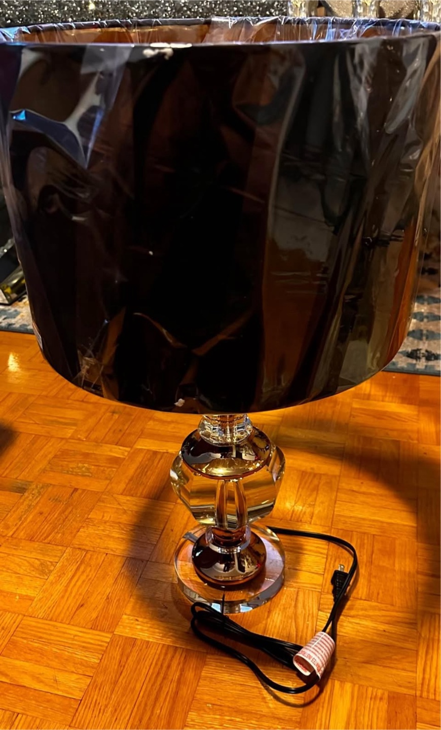Crystal Table Lamp with Black Shade