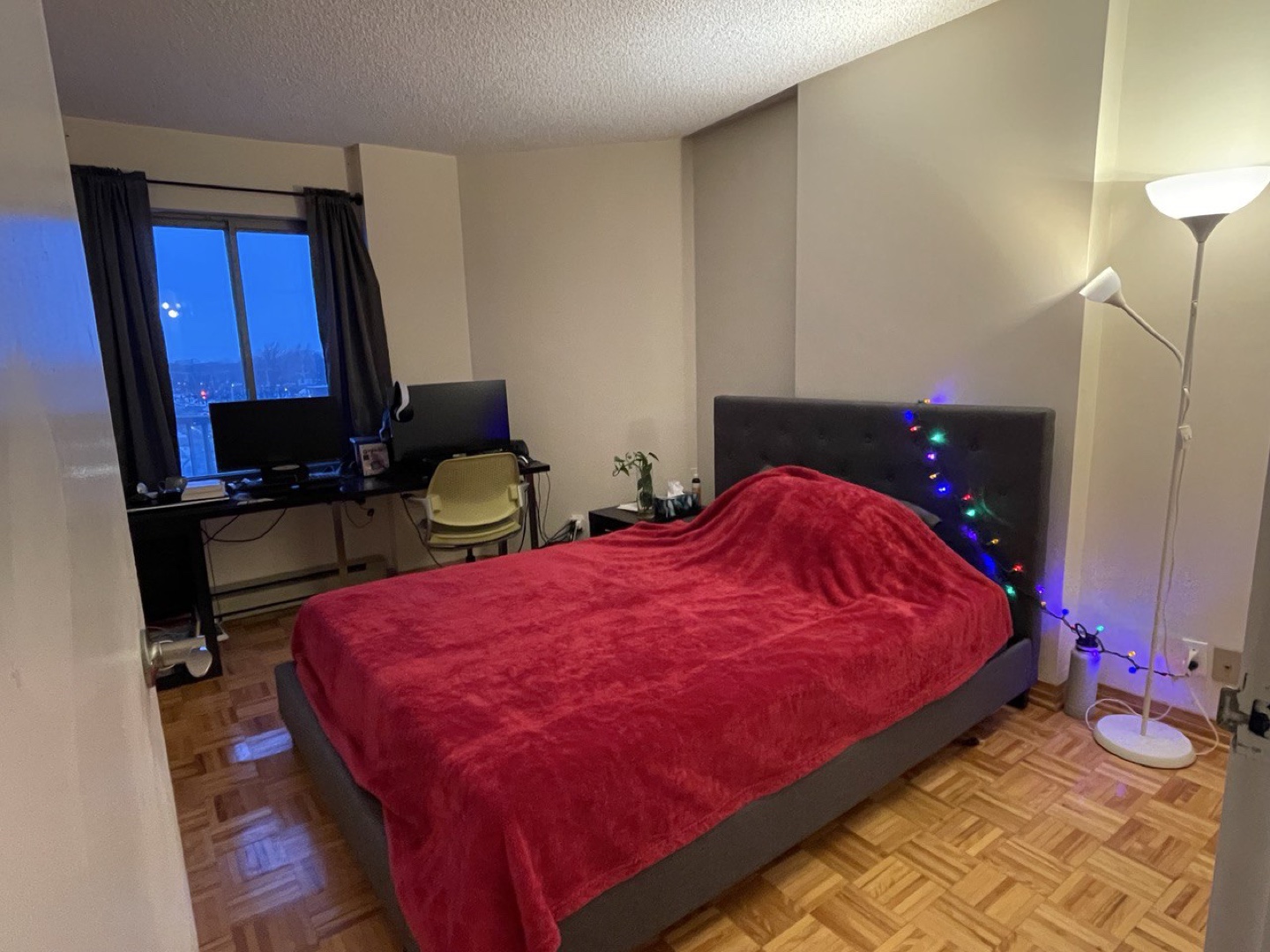 Queen Size Bed with Headboard - Grey