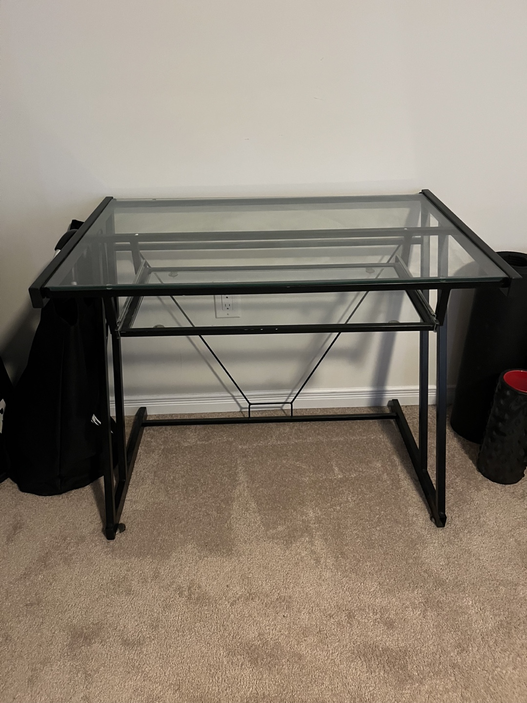 Glass Top Desk - Black Frame