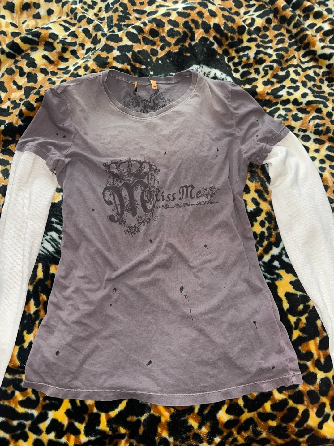 Miss Me brown/grey Long Sleeve T-Shirt thumbnail