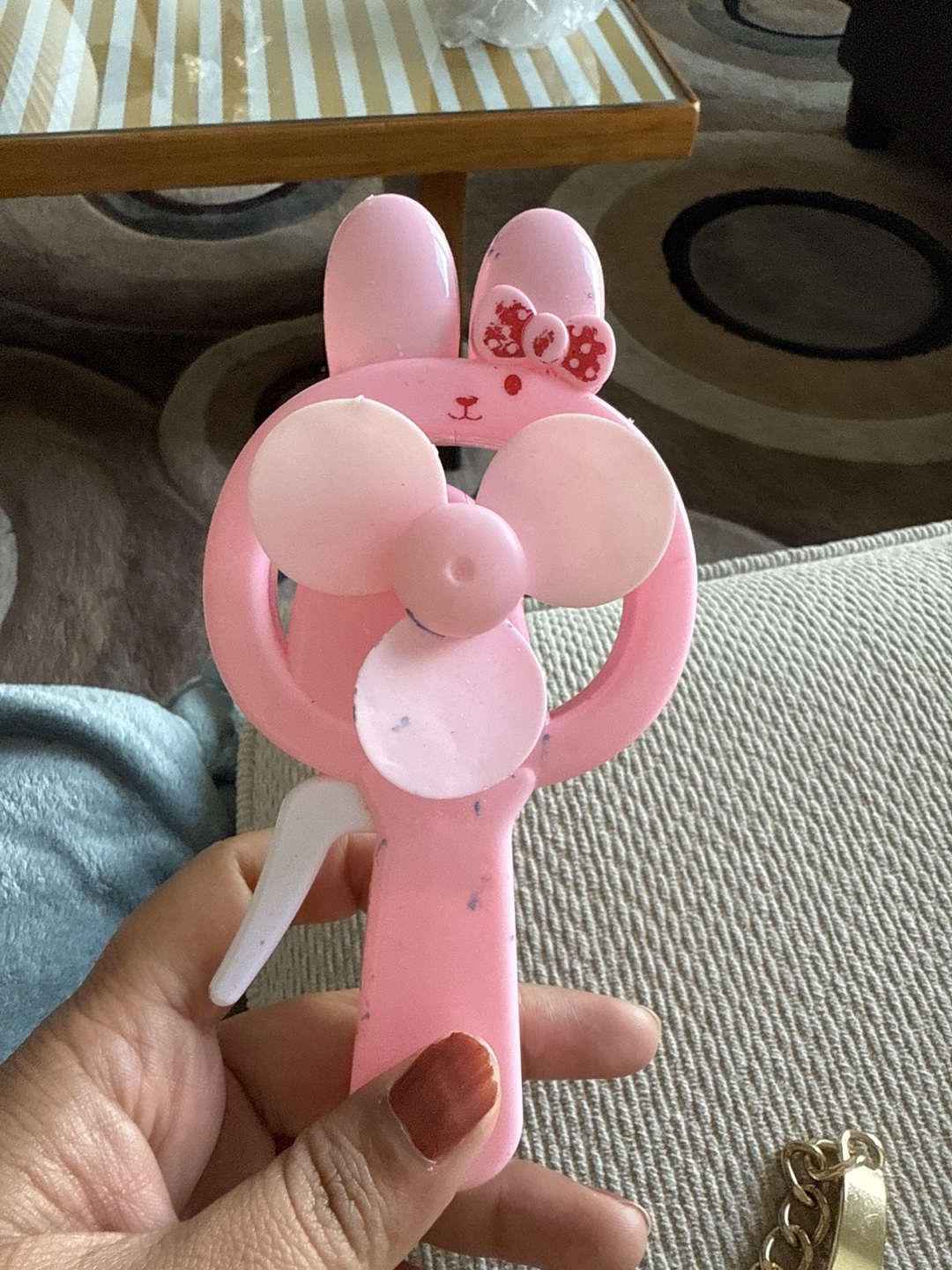 Cute Pink Bunny Handheld Fan