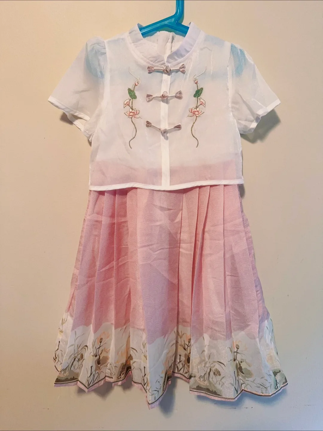 Pink & White Floral Dress size 4-6T thumbnail