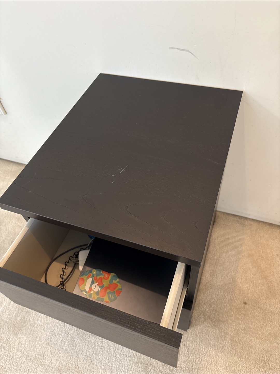 IKEA Black Malm Bedside Table - photo 2