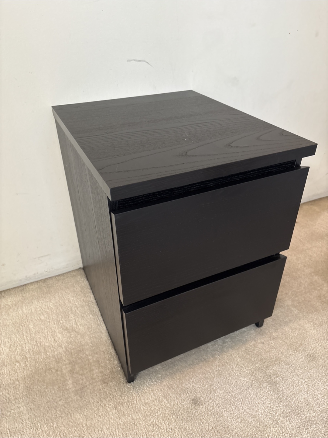 IKEA Black Malm Bedside Table
