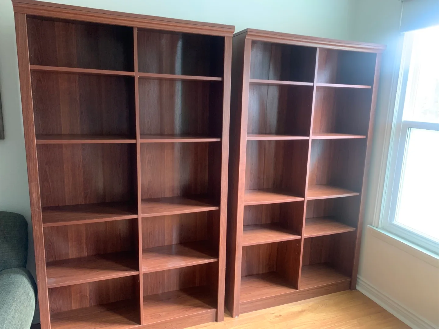 Two Dark Wood Bookcases