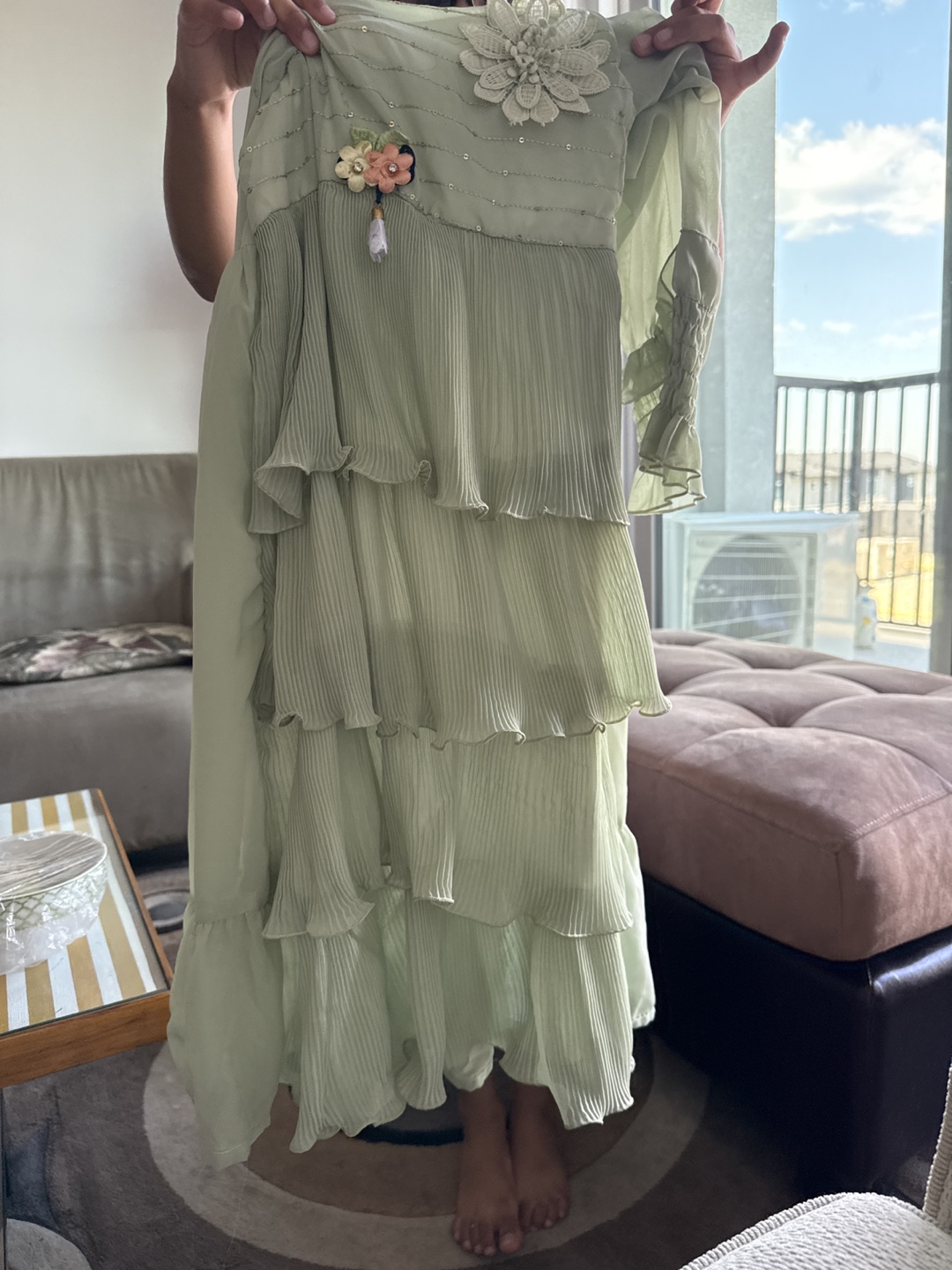 Green Ruffled Dress