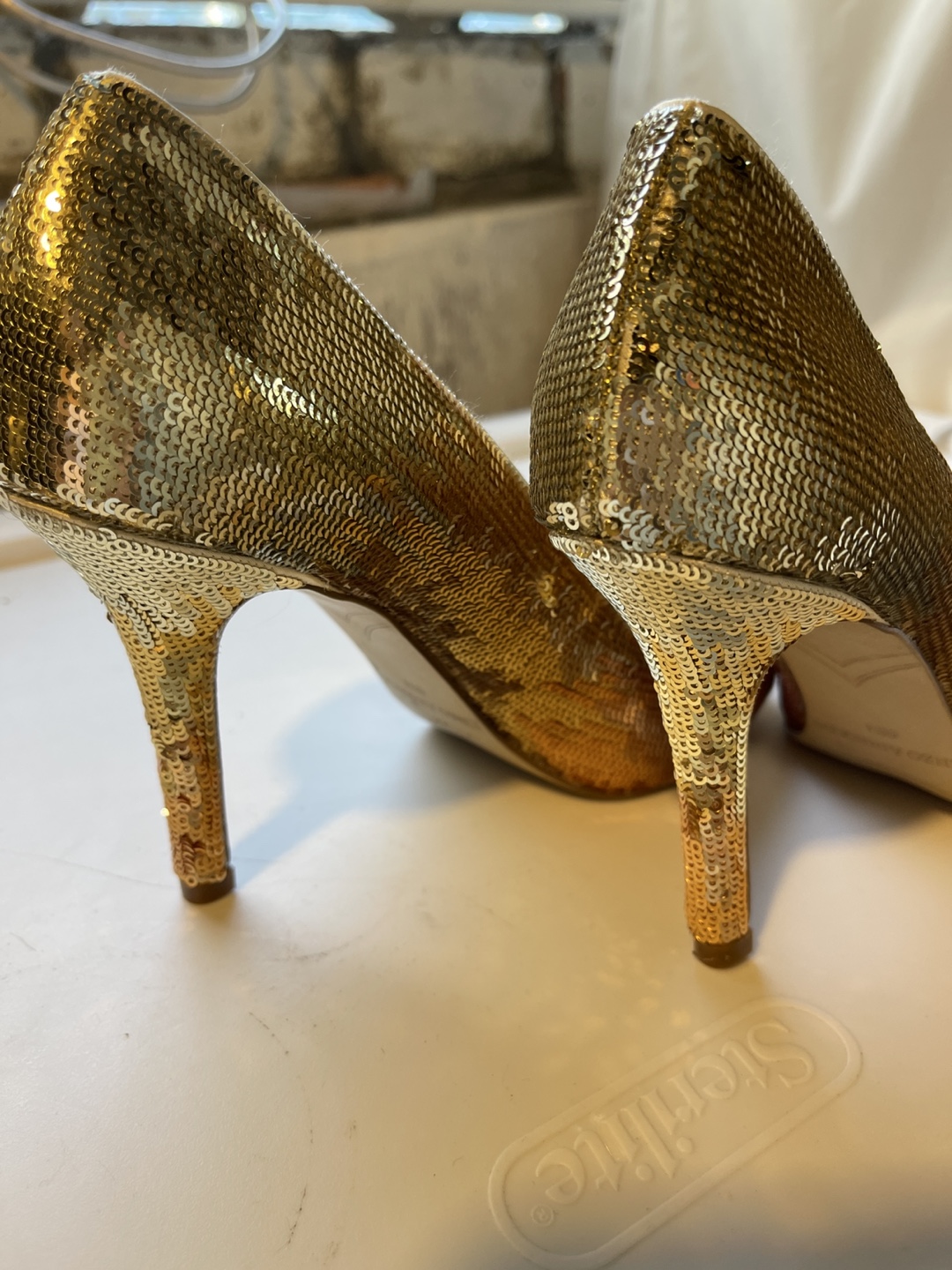 Enzo Angiolini Gold Sequin Heels - photo 3