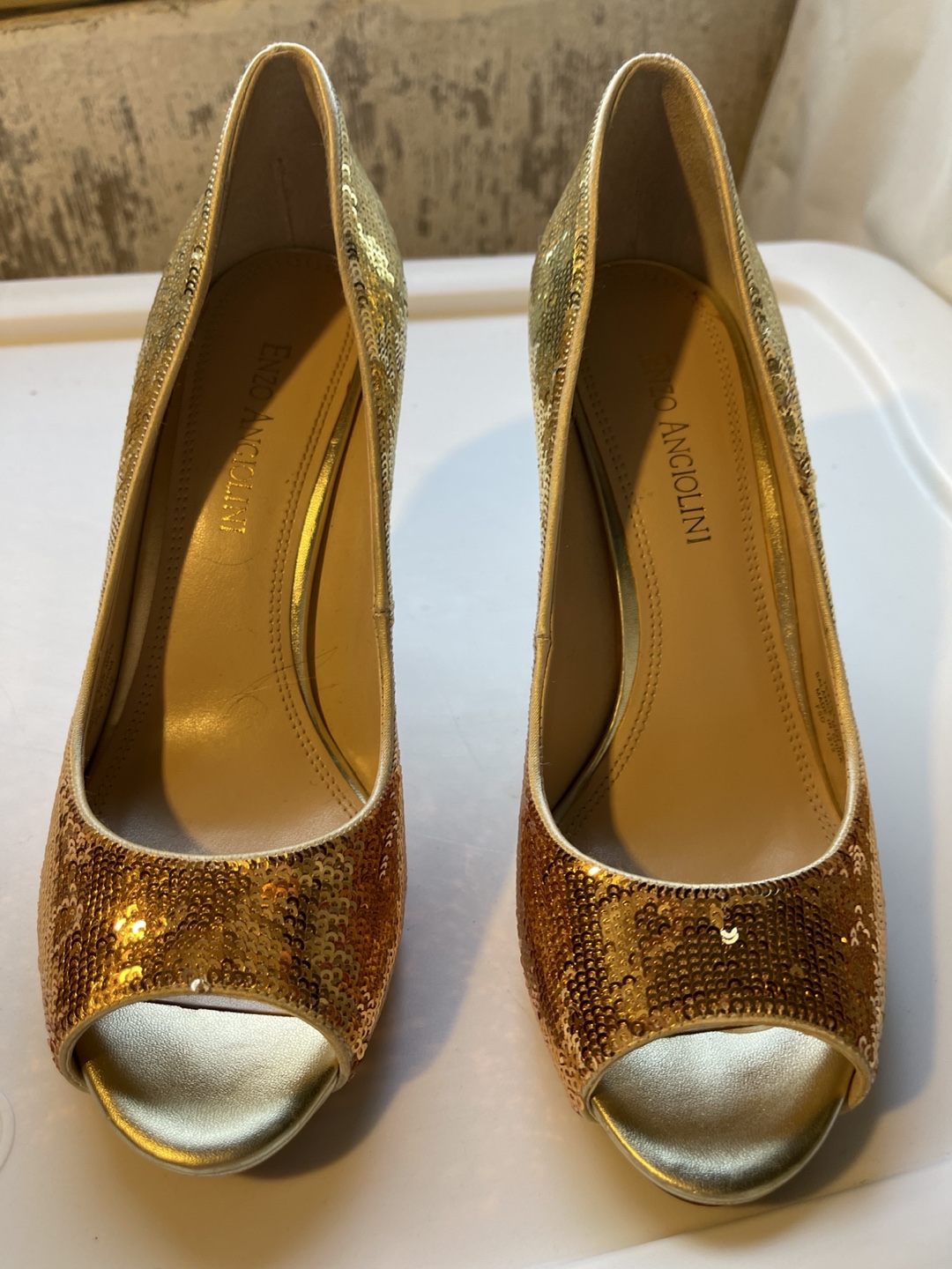 Enzo Angiolini Gold Sequin Heels