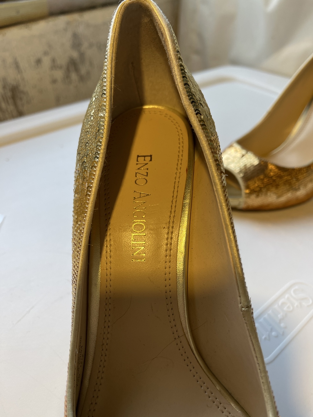 Enzo Angiolini Gold Sequin Heels - photo 5