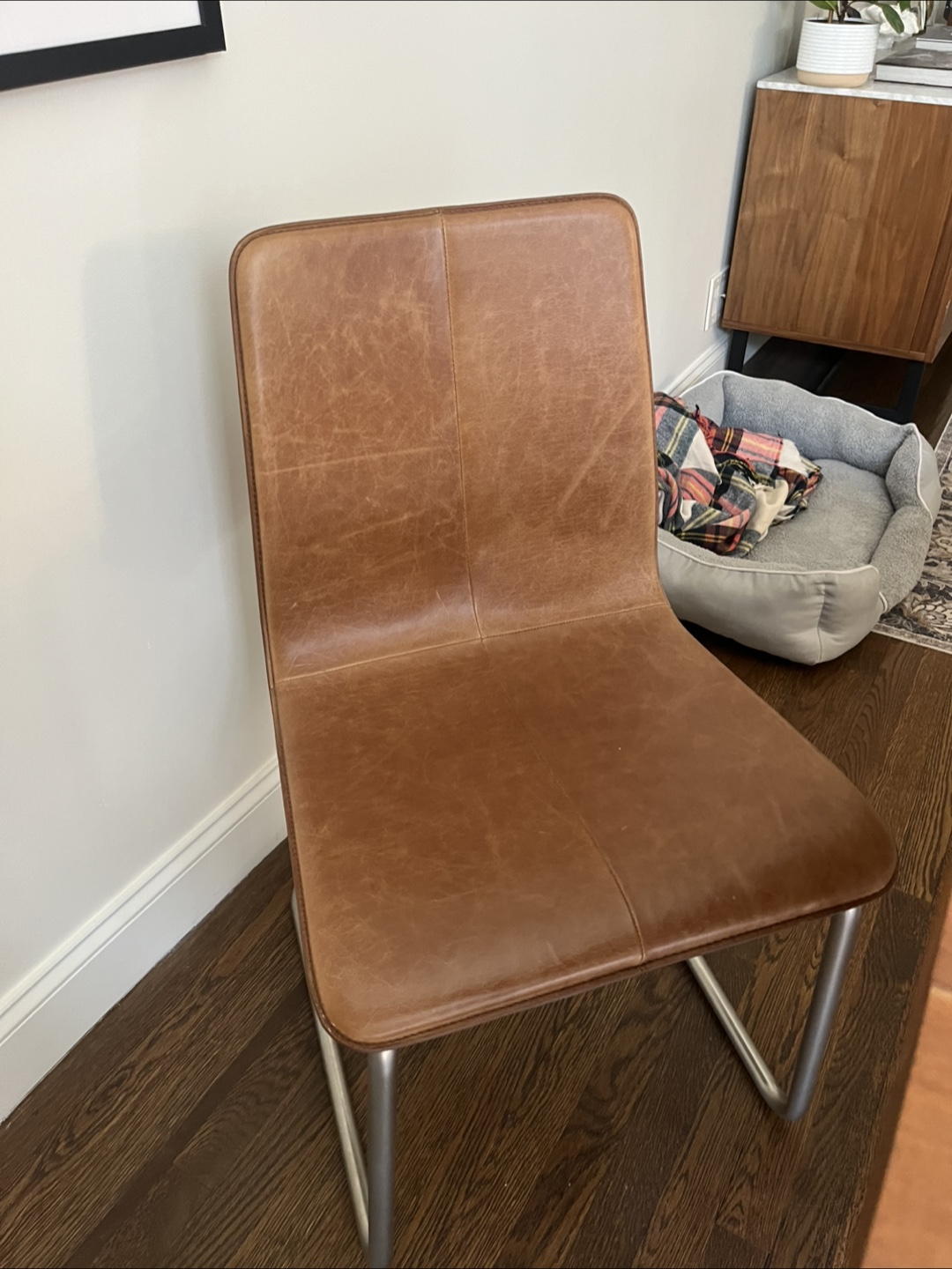 CB2 set of two Leather Dining Chair