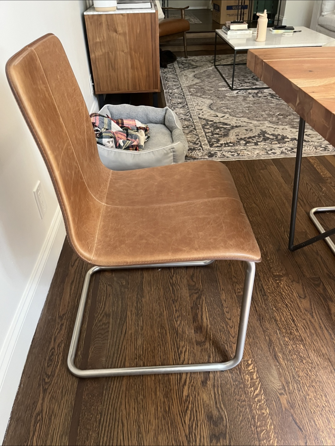 CB2 set of two Leather Dining Chair - photo 2