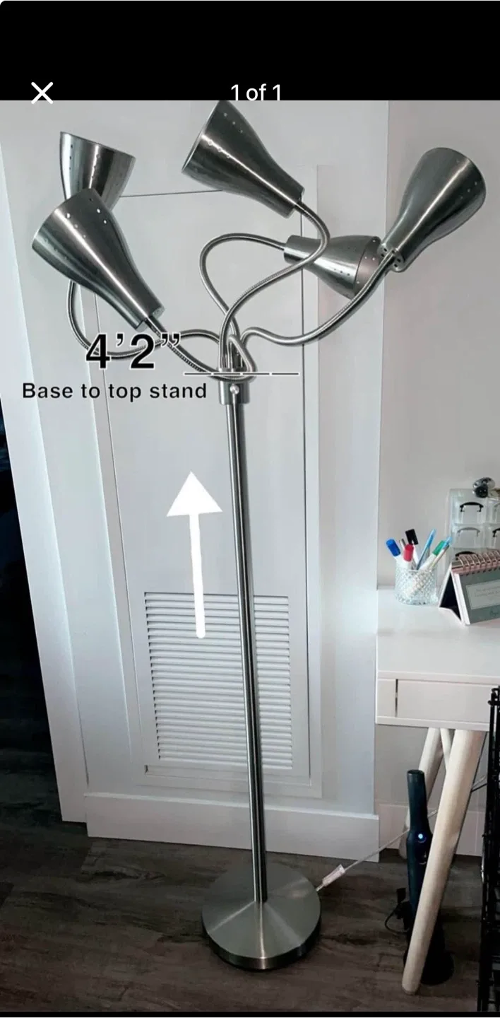 Silver Multi-Head Floor Lamp - 4'2" Height thumbnail