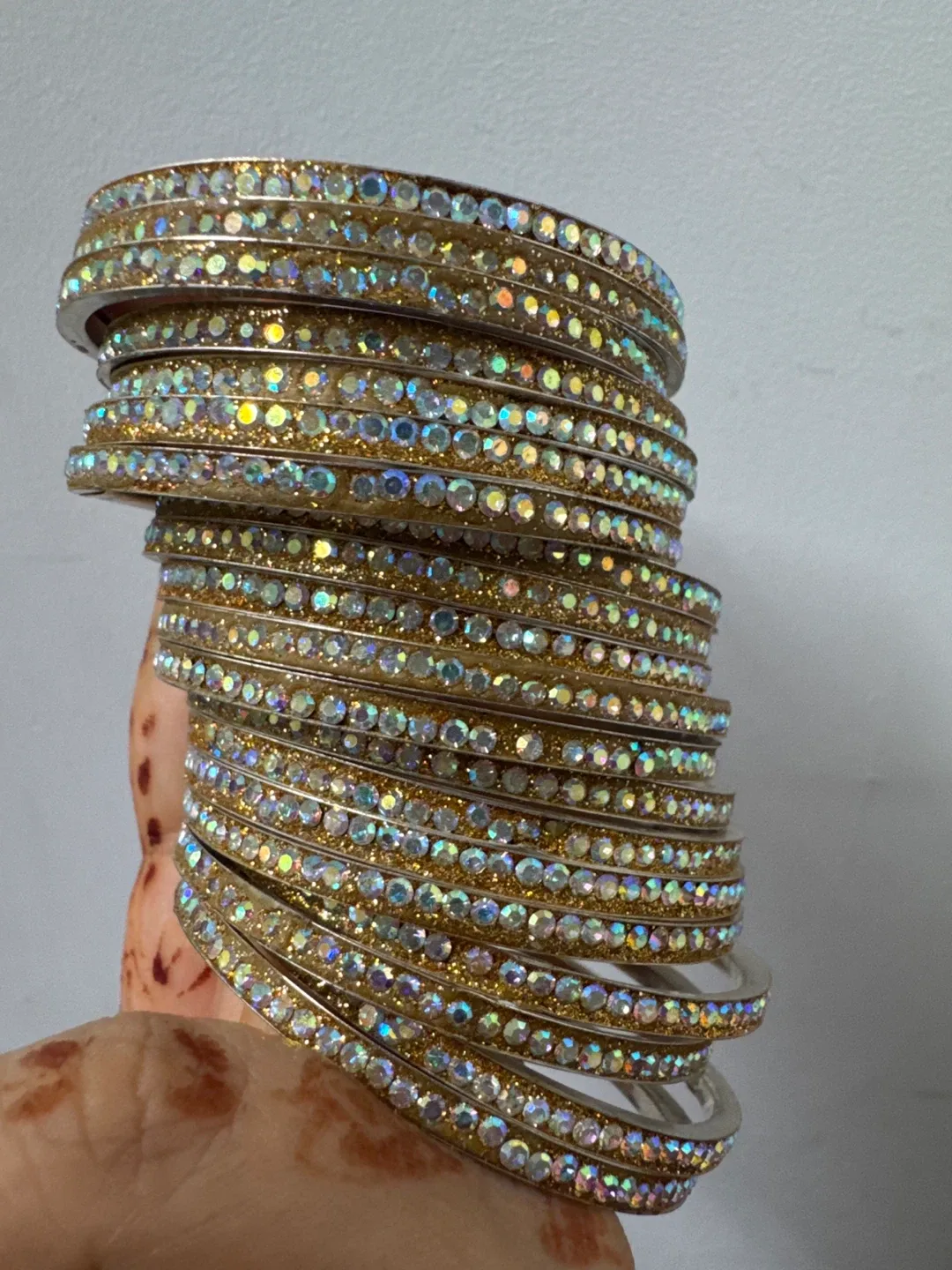 24 Sparkly Rhinestone Bangles - Gold Tone image indicator(2)