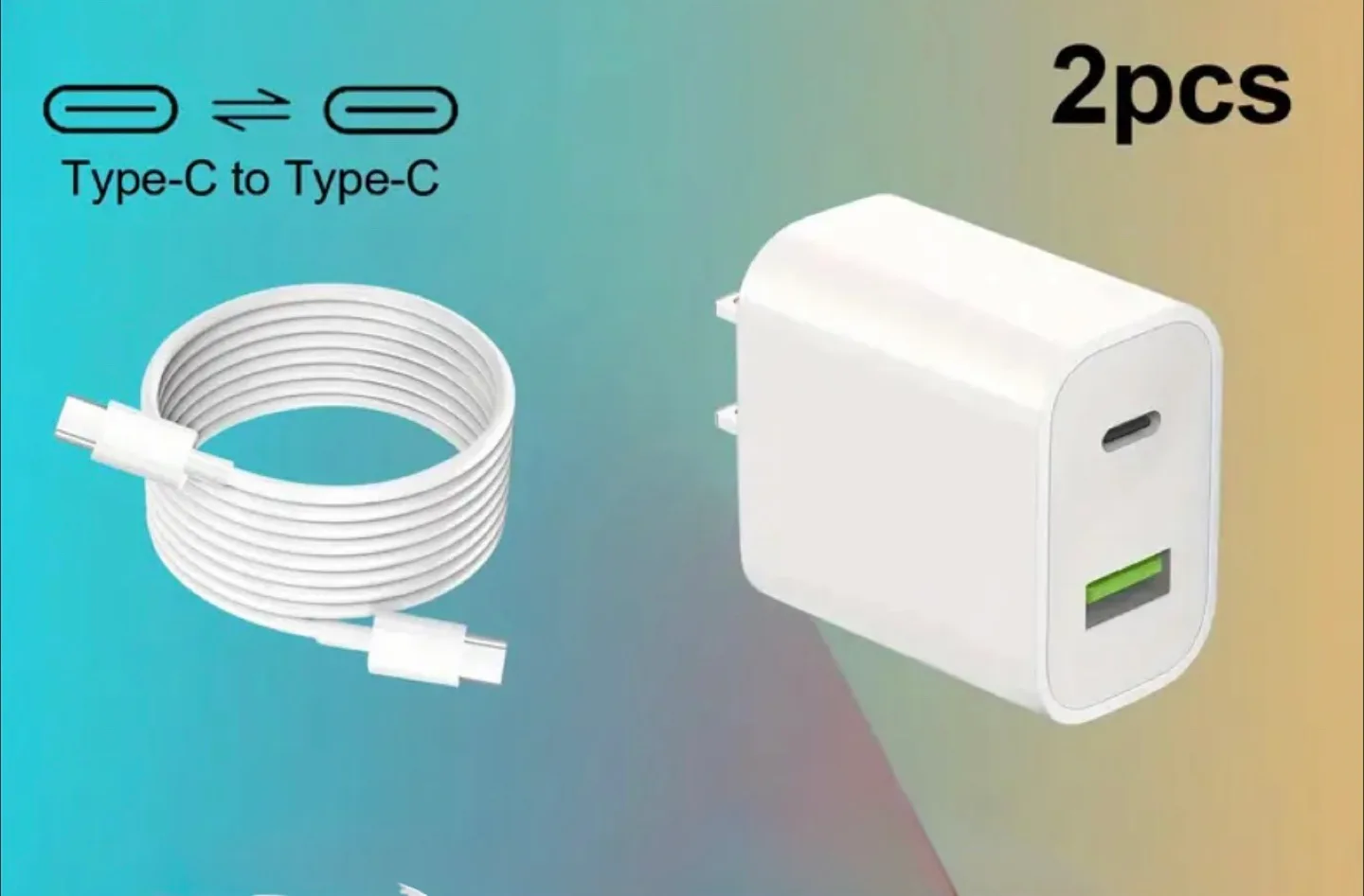 2pcs Type-C Charger & Cable Set 2 in 1 thumbnail