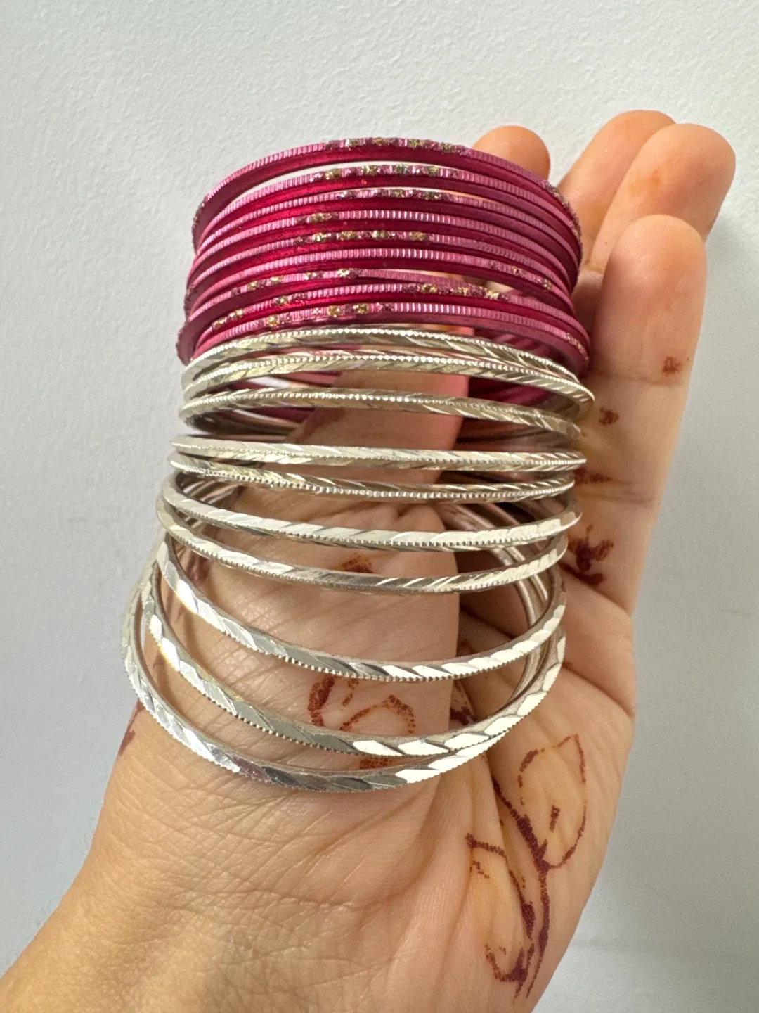 Pink & Silver Bangles - Set of 20 image indicator(3)