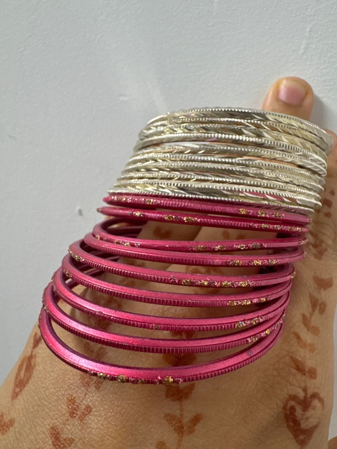 Pink & Silver Bangles - Set of 20 image indicator(2)