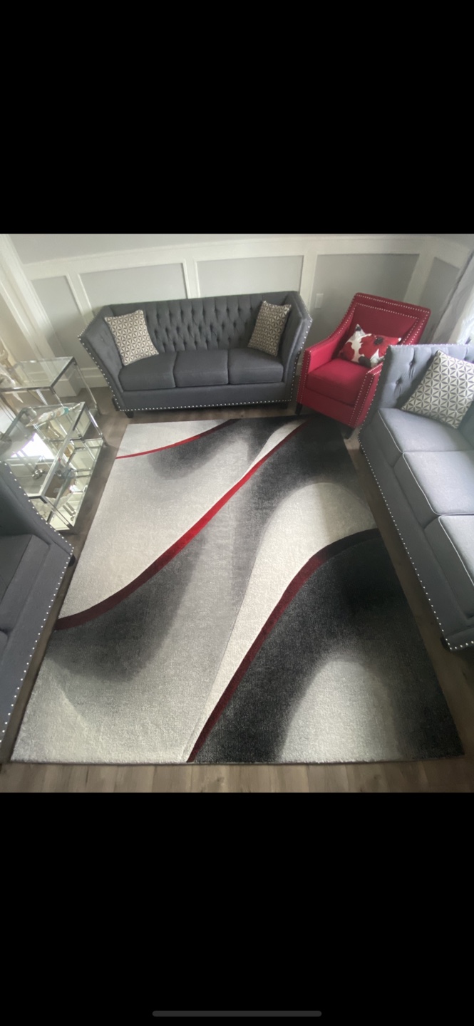 Modern Area Rug - Grey, Black, white, Red