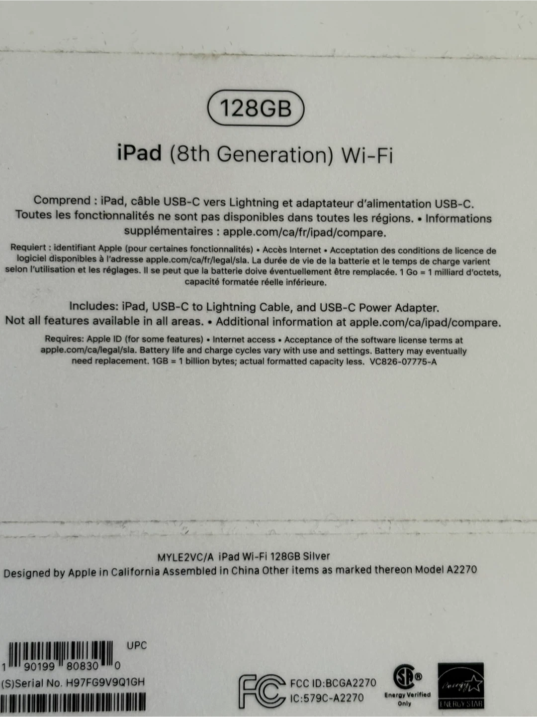 Apple iPad 8th Gen 128GB Wi-Fi - Silver - photo 3
