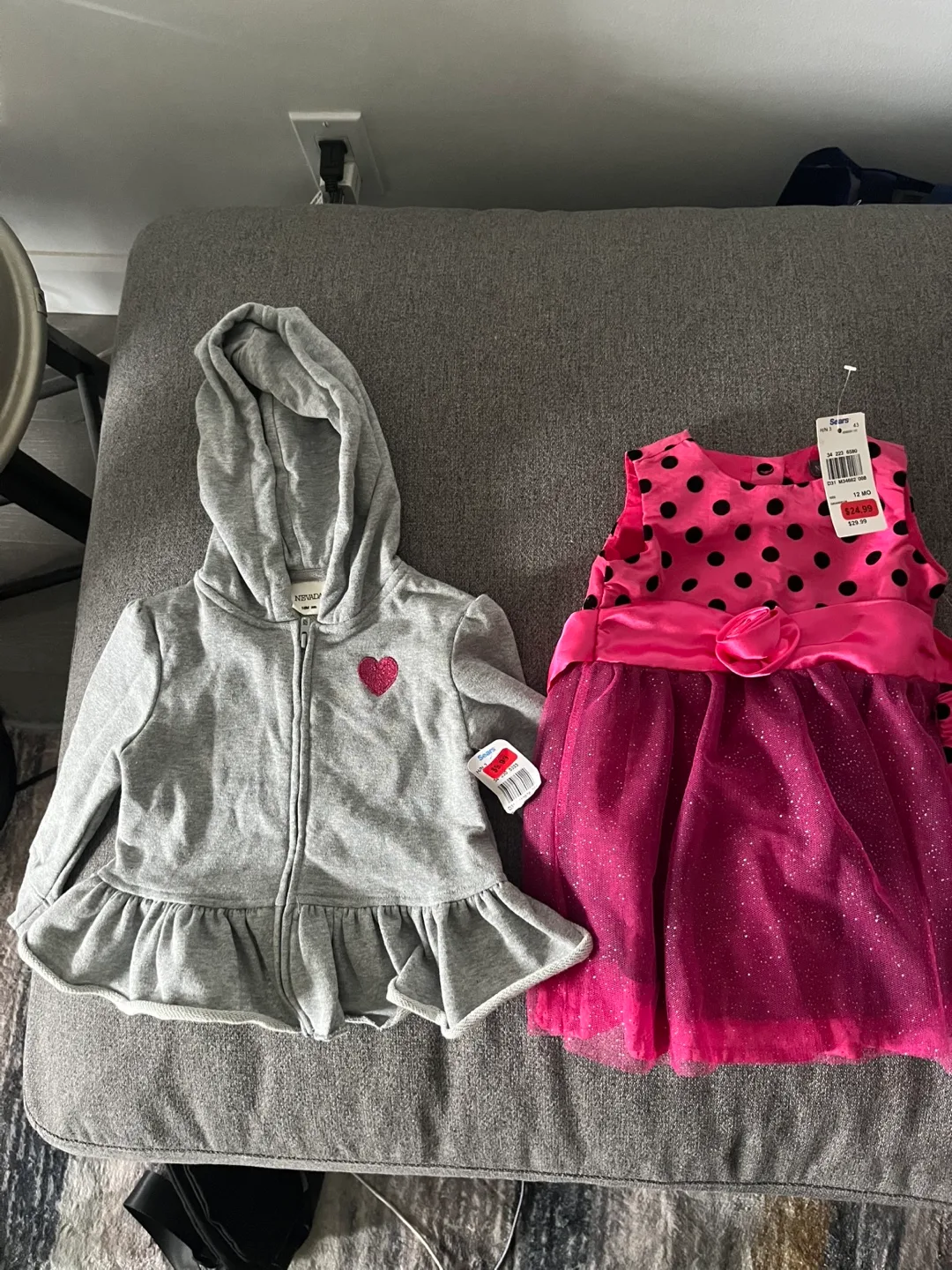 Baby girl hoodie & pink dress thumbnail