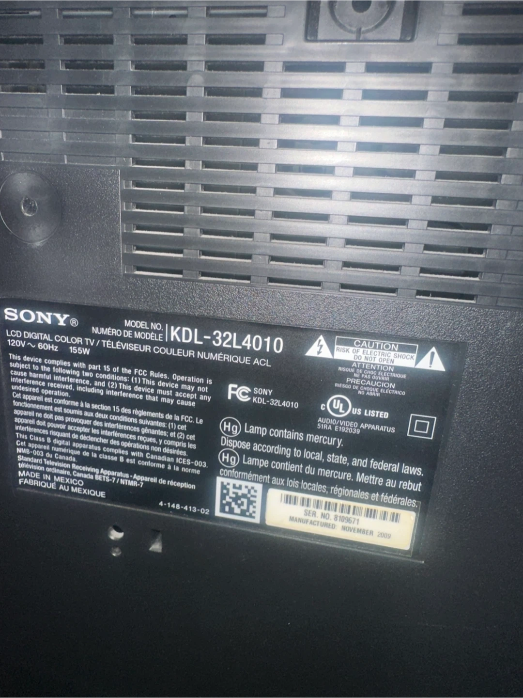 Sony Bravia KDL-32L4010 32" LCD TV - photo 2
