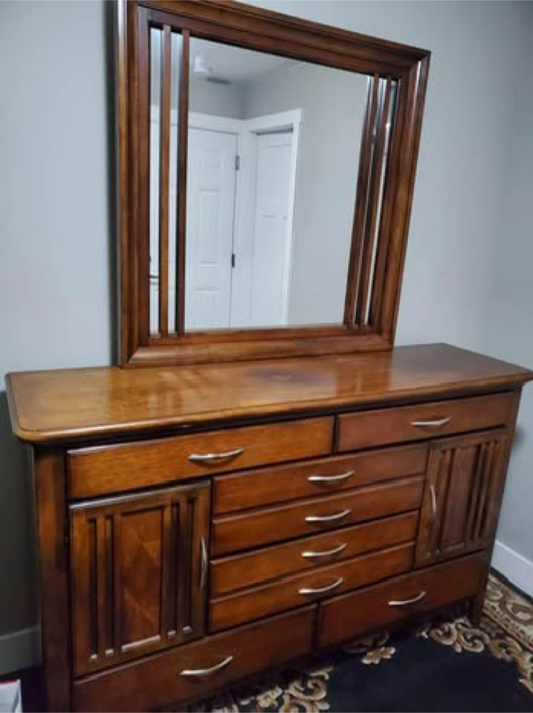 Wood Dresser with Mirror