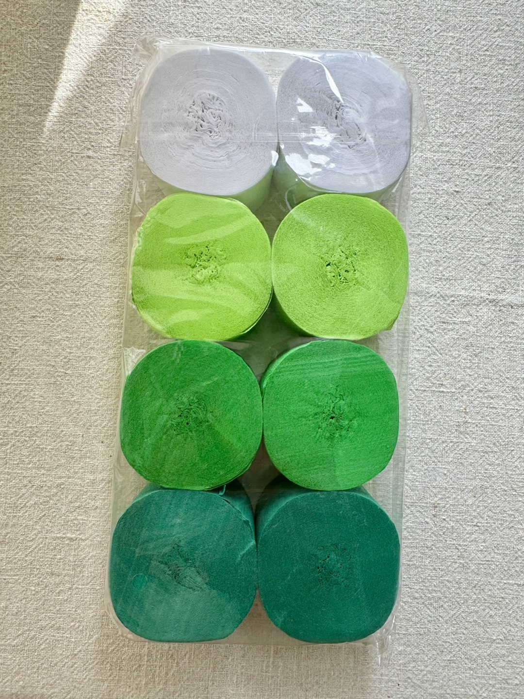 Crepe Paper Streamers - Green Shades & White