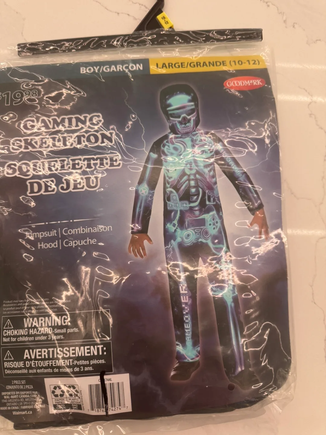 HALLOWEEN COSTUME- KIDS GAMING SKELETON JUMPSUIT LG thumbnail