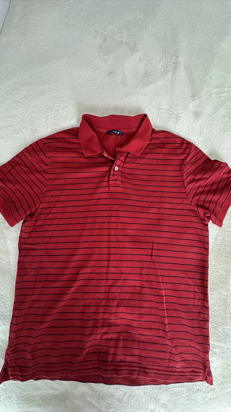 The Basics Red Striped Polo Shirt - Size L