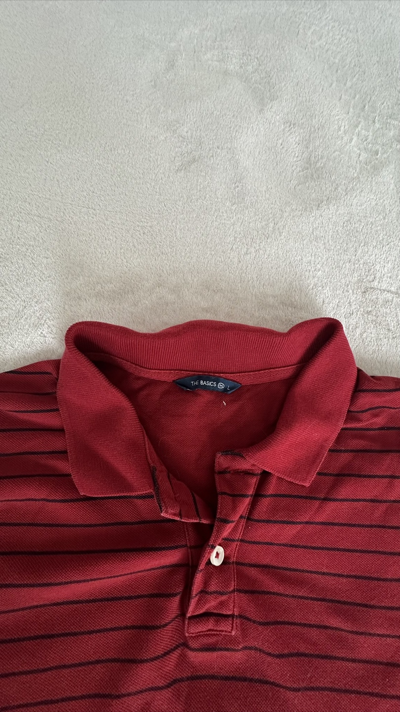 The Basics Red Striped Polo Shirt - Size L - photo 2