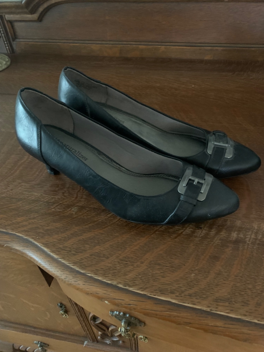 Naturalizer Black Leather Heels - Size 10