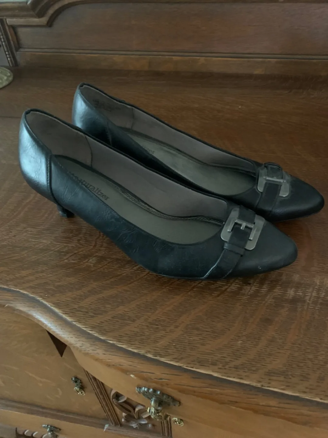 Naturalizer Black Leather Heels - Size 10 thumbnail