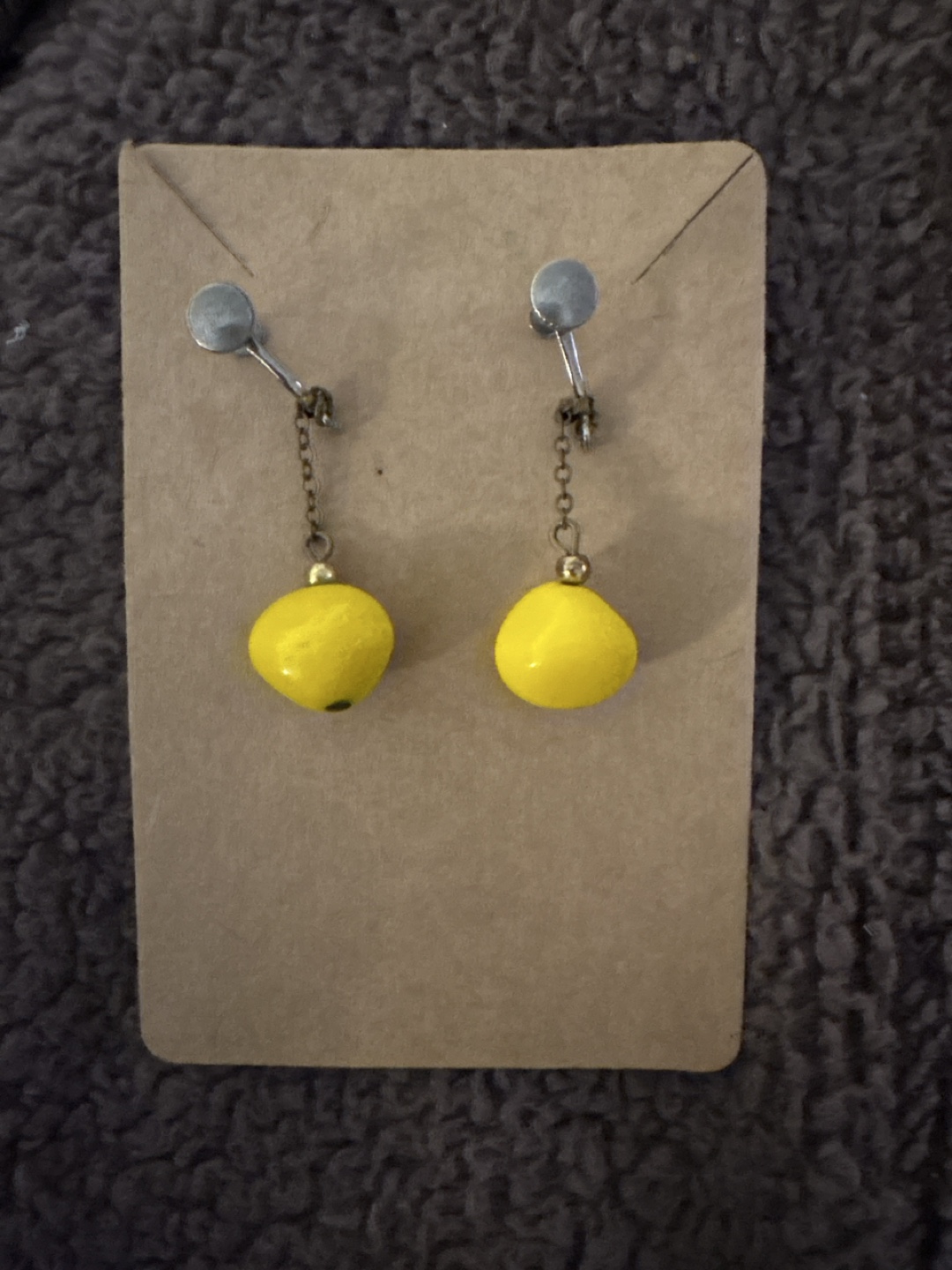 Yellow Lemon Drop screw back Earrings