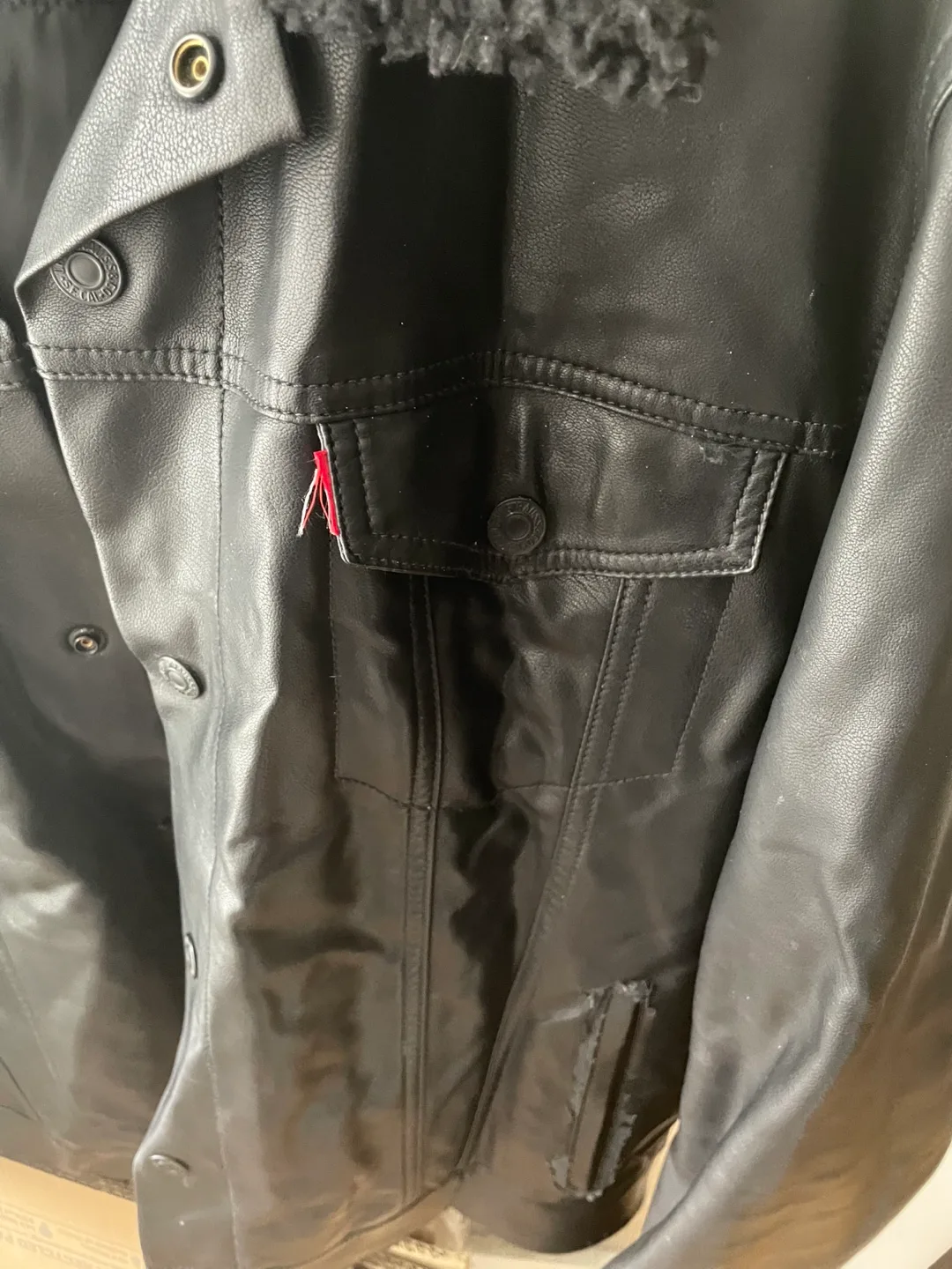 Levi’s black faux leather jacket thumbnail