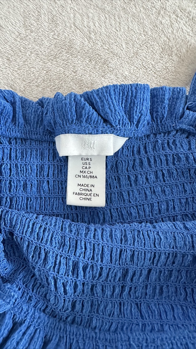 H&M Blue Smocked Dress - Size Small - photo 2
