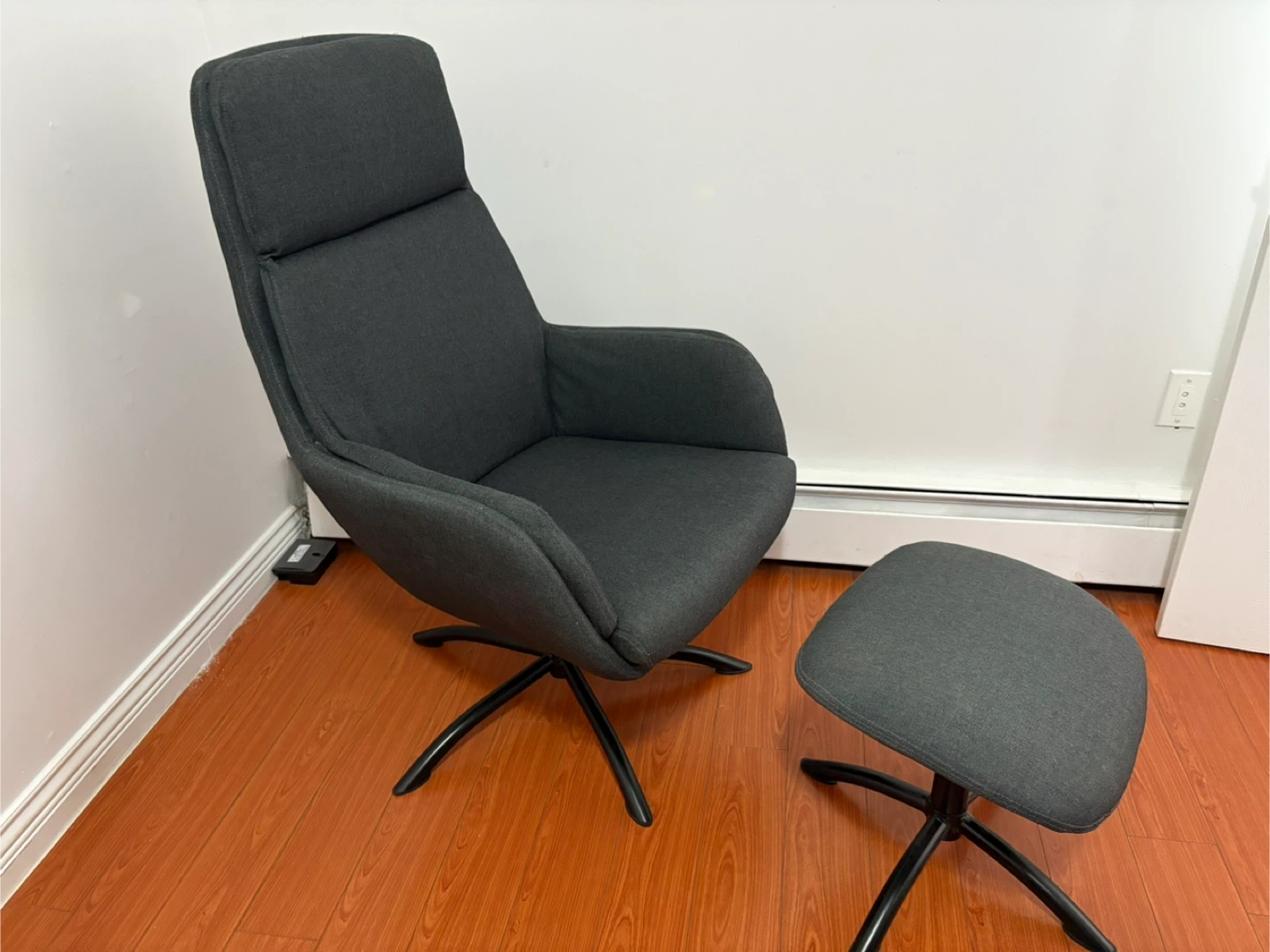 Grey Swivel Chair and Ottoman Set - photo 3