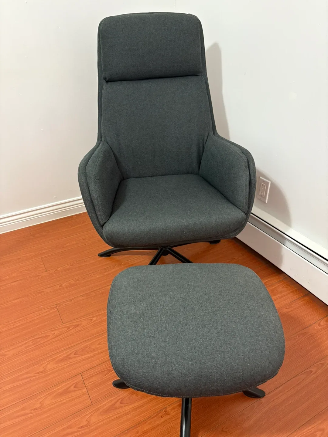 Grey Swivel Chair and Ottoman Set