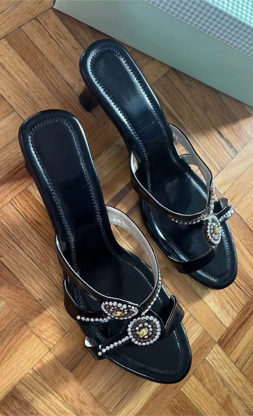 Stacy Black Heeled Sandals - Size 12 thumbnail