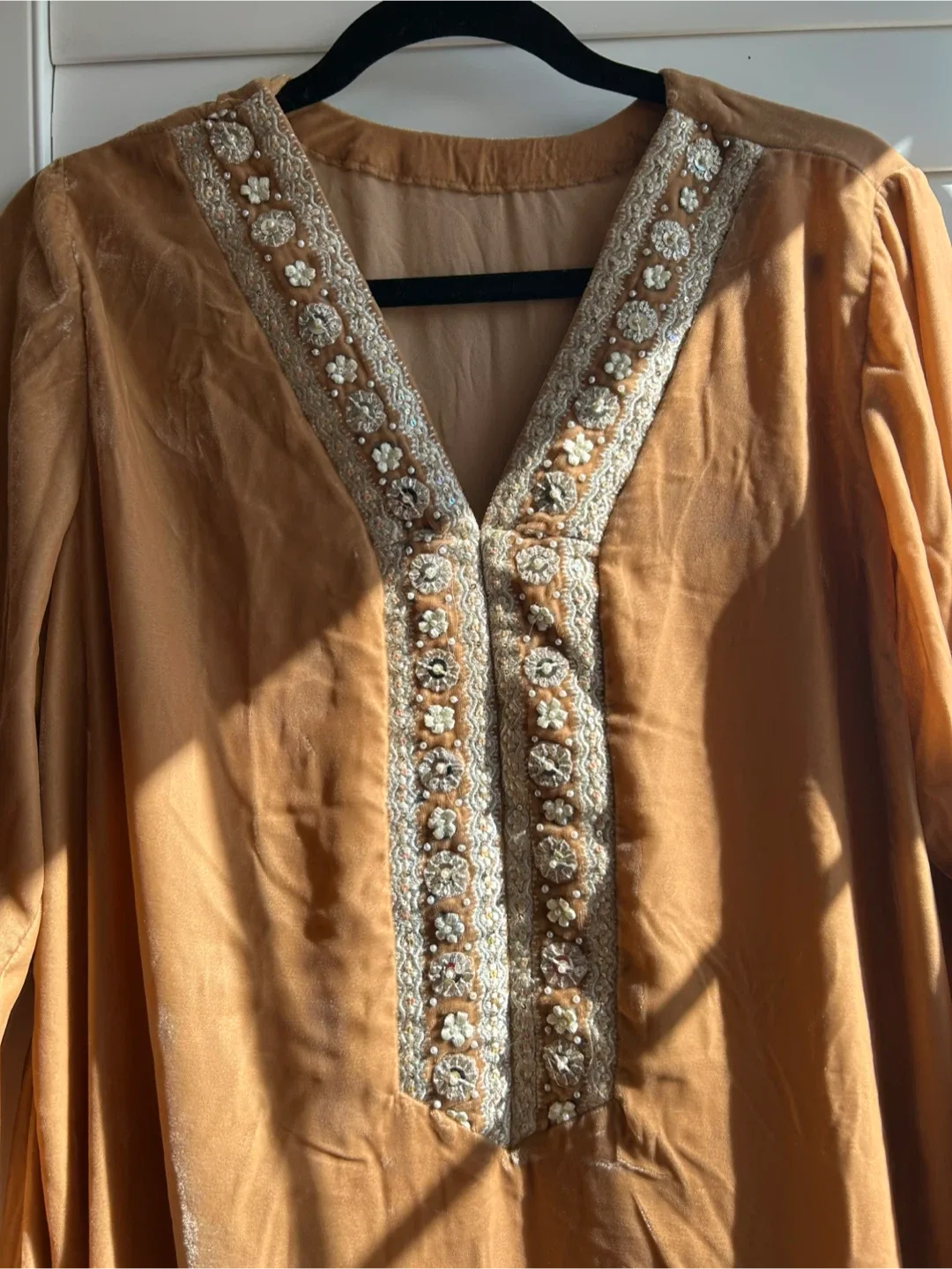Gold Velvet Embellished Caftan thumbnail